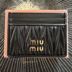 Miu Miu Black Quilted Card Holder